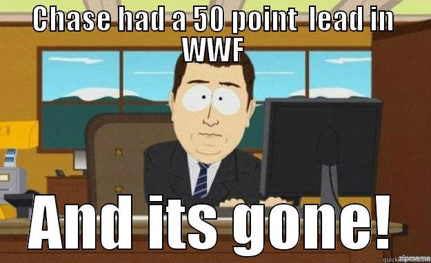 Chase sucks - CHASE HAD A 50 POINT  LEAD IN WWF AND ITS GONE! aaaand its gone