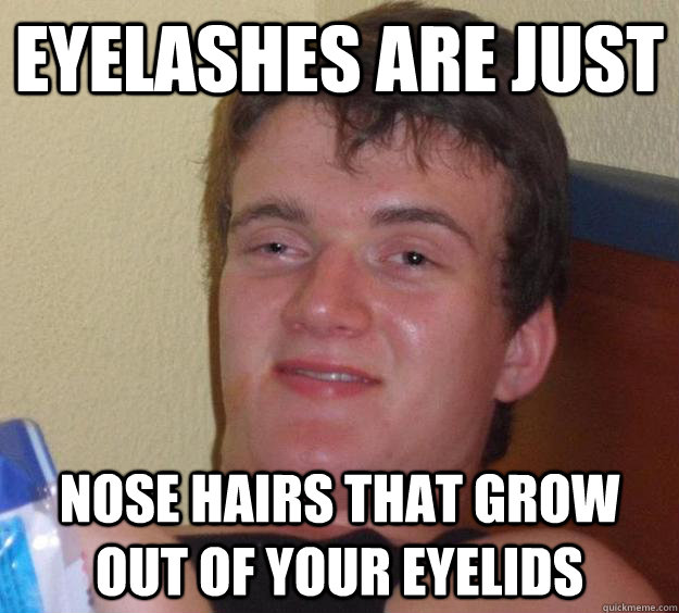 eyelashes are just nose hairs that grow out of your eyelids  10 Guy