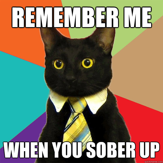 remember me when you sober up  Business Cat