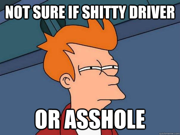 Not sure if shitty driver Or asshole  Futurama Fry