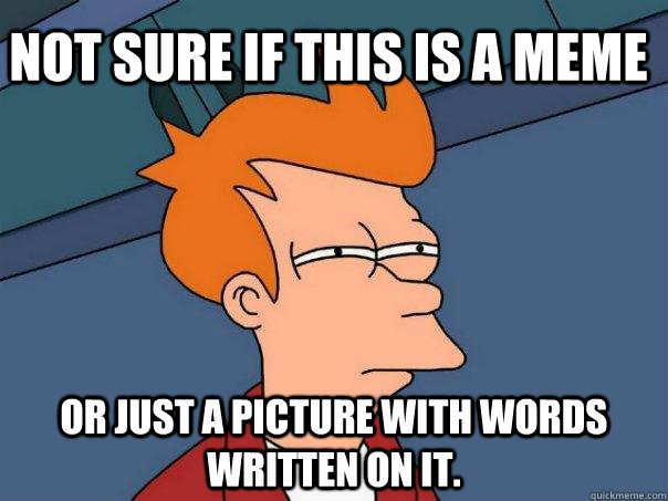 Not sure if this is a meme or just a picture with words written on it. - Not sure if this is a meme or just a picture with words written on it.  Futurama Fry