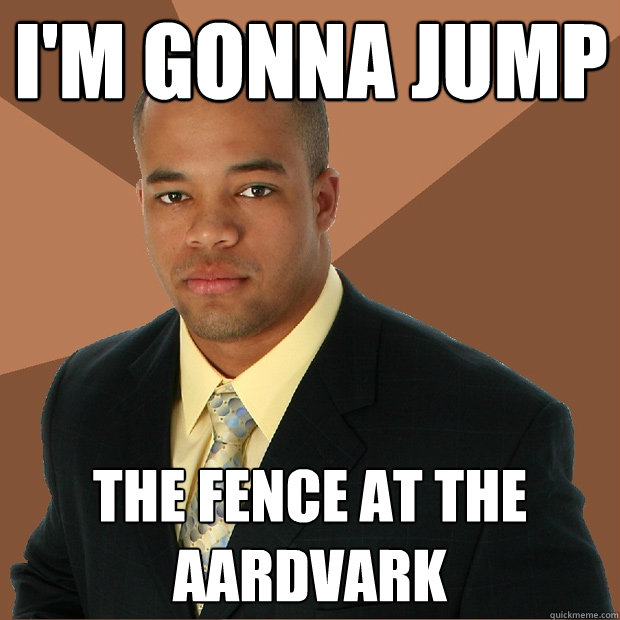 I'm gonna jump the fence at the aardvark - I'm gonna jump the fence at the aardvark  Successful Black Man