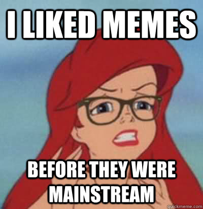 I liked memes before they were mainstream  Hipster Ariel