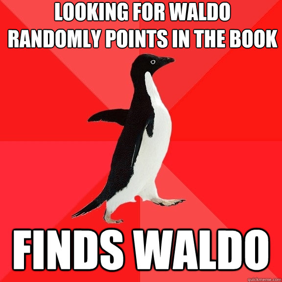 Looking for Waldo randomly points in the book Finds Waldo  Socially Awesome Penguin