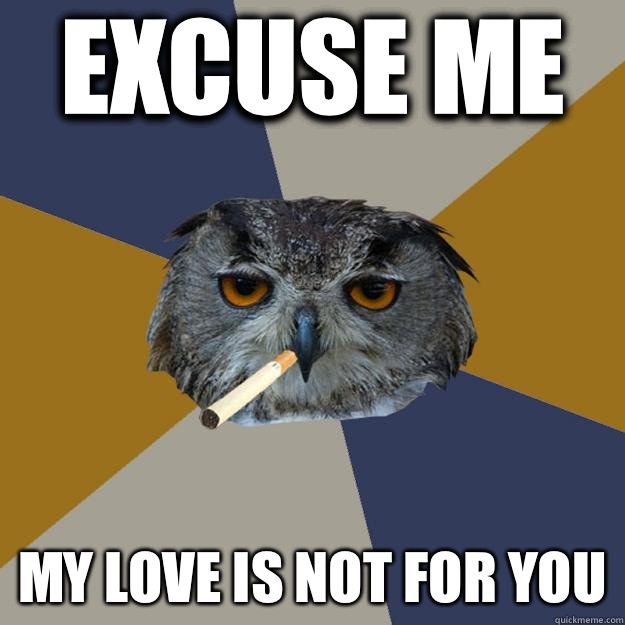 excuse me  my love is not for you  Art Student Owl