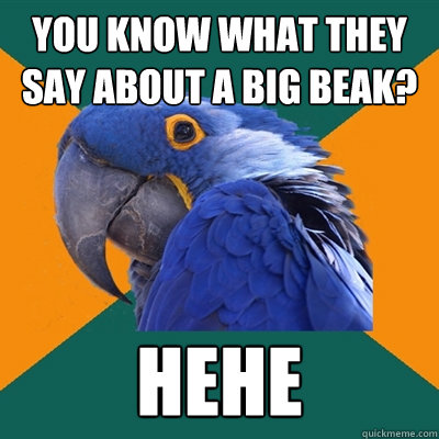 you know what they say about a big beak? hehe  Paranoid Parrot