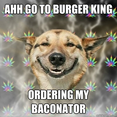 ahh go to burger king  ordering my baconator  Stoner Dog