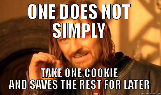 ONE DOES NOT SIMPLY TAKE ONE COOKIE AND SAVES THE REST FOR LATER Boromir