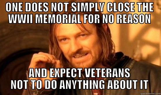 ONE DOES NOT SIMPLY CLOSE THE WWII MEMORIAL FOR NO REASON AND EXPECT VETERANS NOT TO DO ANYTHING ABOUT IT Boromir