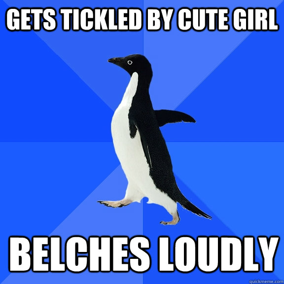 Gets tickled by cute girl Belches Loudly  Socially Awkward Penguin