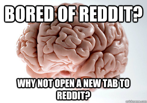 Bored of Reddit? Why not open a new tab to reddit?  Scumbag Brain