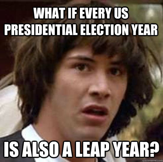 What if every US presidential election year  is also a leap year?  conspiracy keanu
