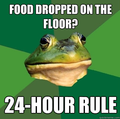 Food dropped on the floor? 24-hour rule  Foul Bachelor Frog