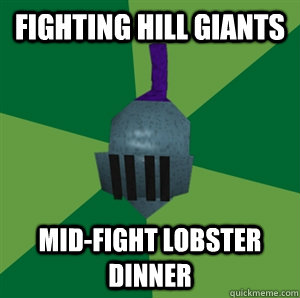Fighting hill giants Mid-fight lobster dinner - Fighting hill giants Mid-fight lobster dinner  Runescape