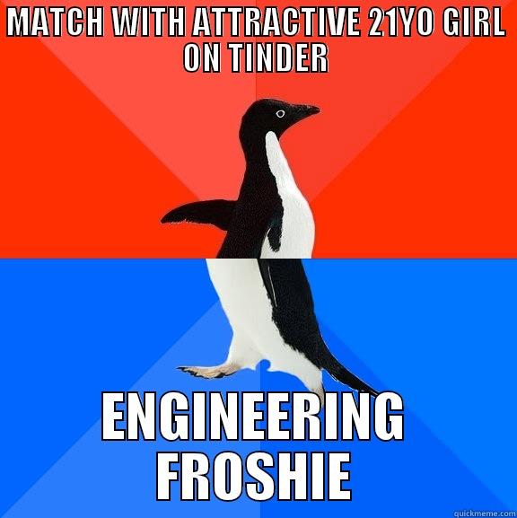 MATCH WITH ATTRACTIVE 21YO GIRL ON TINDER ENGINEERING FROSHIE Socially Awesome Awkward Penguin