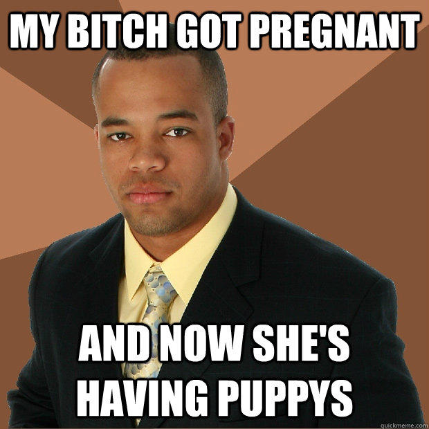 My bitch got pregnant And now she's having puppys  