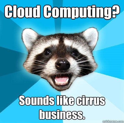 Cloud Computing? Sounds like cirrus business. - Cloud Computing? Sounds like cirrus business.  Lame Pun Coon