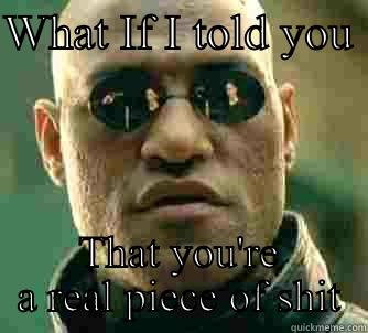 WHAT IF I TOLD YOU  THAT YOU'RE A REAL PIECE OF SHIT Matrix Morpheus