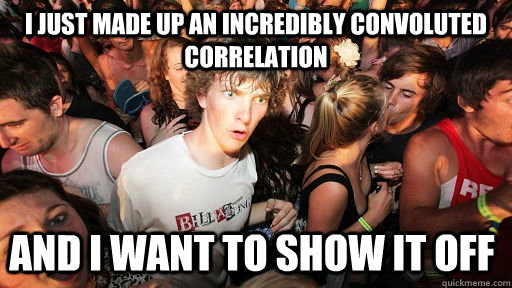 I just made up an incredibly convoluted correlation and I want to show it off  Sudden Clarity Clarence