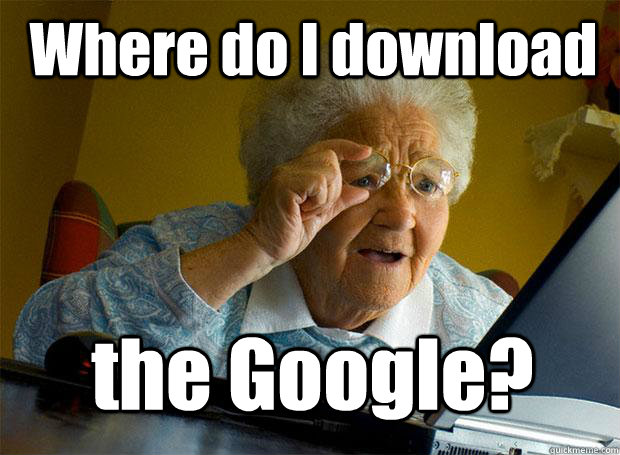 Where do I download the Google?  Grandma finds the Internet