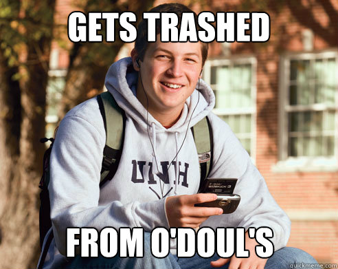 Gets trashed from o'doul's Caption 3 goes here  College Freshman