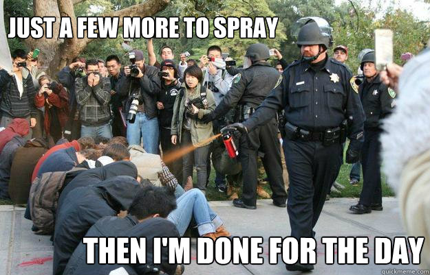 just a few more to spray then i'm done for the day  Pimp Pepper Spray Cop