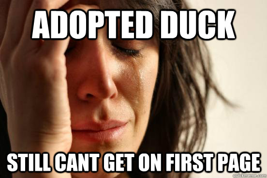 Adopted duck Still cant get on first page - Adopted duck Still cant get on first page  First World Problems