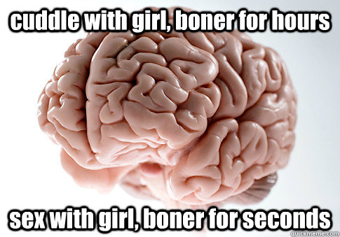 cuddle with girl, boner for hours sex with girl, boner for seconds - cuddle with girl, boner for hours sex with girl, boner for seconds  Scumbag Brain