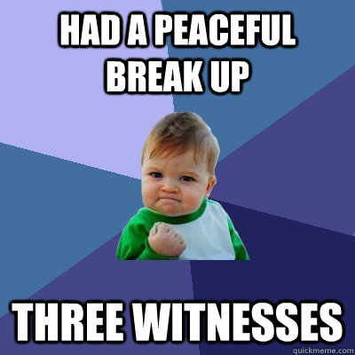 had a peaceful break up  three witnesses   Success Kid