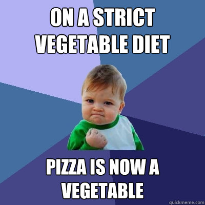 On a strict vegetable diet Pizza is now a vegetable  Success Kid