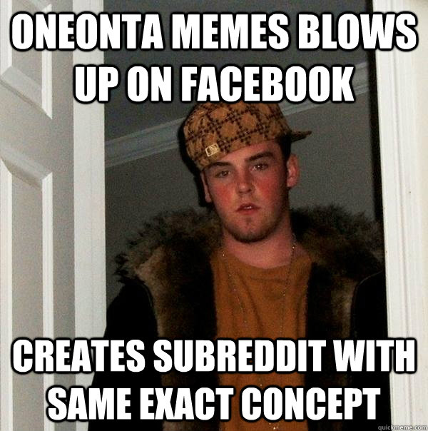 Oneonta Memes blows up on facebook Creates SubReddit with same exact concept  Scumbag Steve