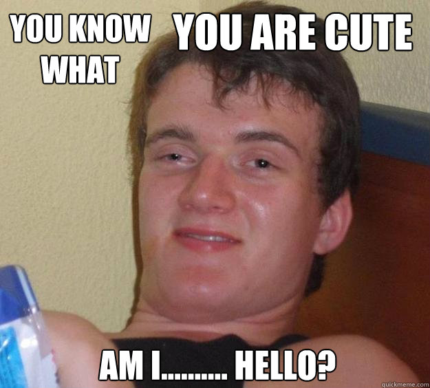 you know what you are cute am i.......... hello? - you know what you are cute am i.......... hello?  10 Guy