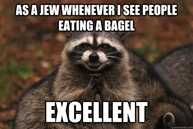 as a jew whenever i see people eating a bagel Excellent  Evil Plotting Raccoon