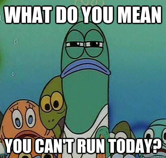 What do you mean you can't run today?  Serious fish SpongeBob