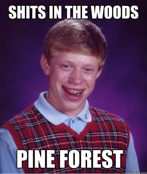 Shits in the woods Pine forest  Bad Luck Brian