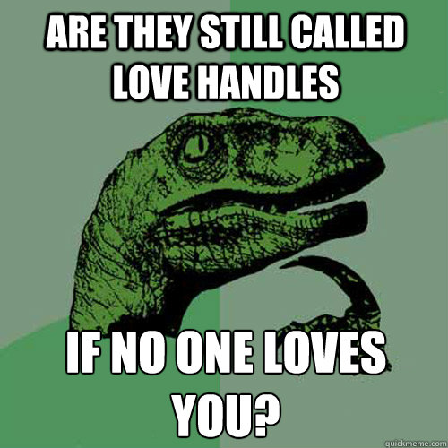 Are they still called love handles  if no one loves you?
 - Are they still called love handles  if no one loves you?
  Philosoraptor