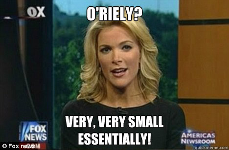 O'Riely? Very, very small
Essentially!  Megyn Kelly