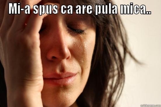 MI-A SPUS CA ARE PULA MICA..  First World Problems