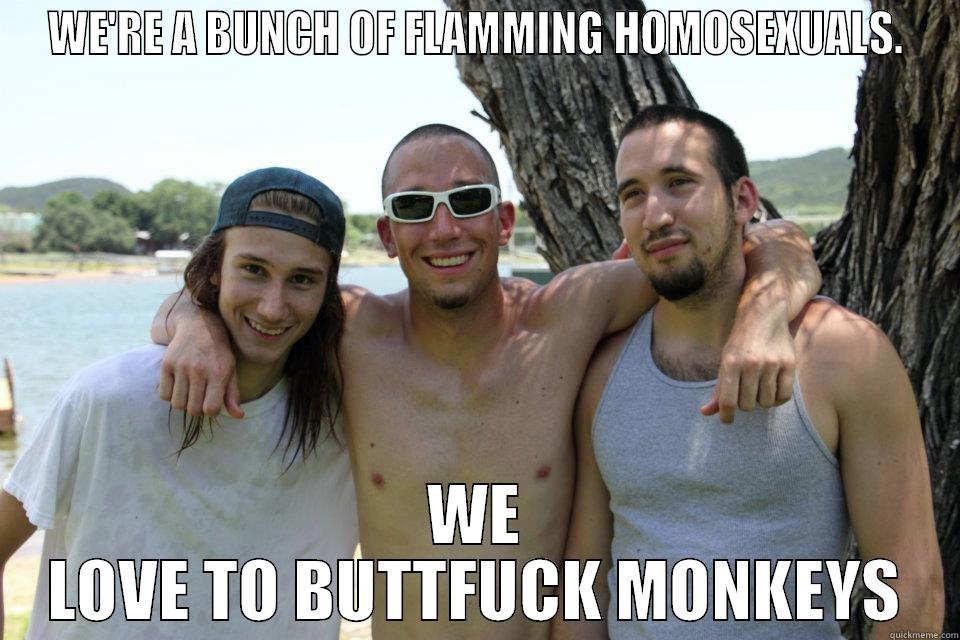 WE'RE A BUNCH OF FLAMMING HOMOSEXUALS. WE LOVE TO BUTTFUCK MONKEYS Misc