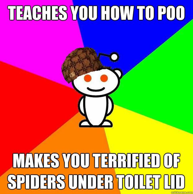 teaches you how to poo makes you terrified of spiders under toilet lid  Scumbag Redditor