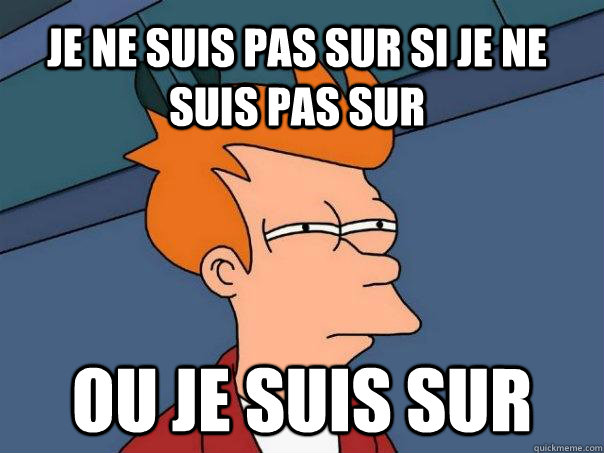 Je ne suis pas sur si je ne suis pas sur ou je suis sur  Futurama Fry