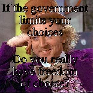 Government limits - IF THE GOVERNMENT LIMITS YOUR CHOICES DO YOU REALLY HAVE FREEDOM OF CHOICE? Condescending Wonka