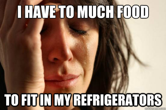 I have to much food to fit in my refrigerators  First World Problems