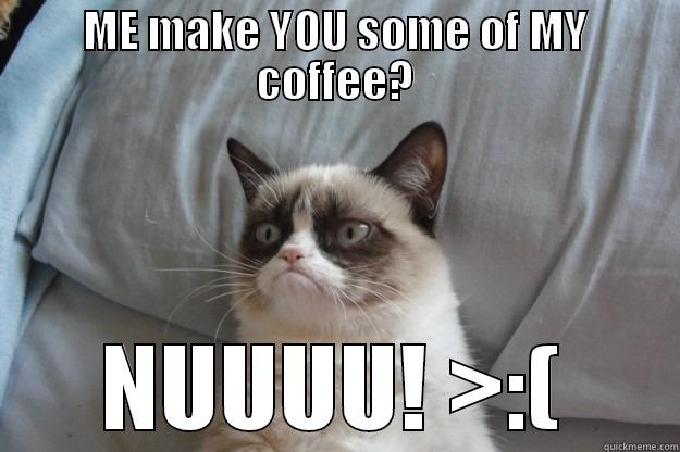 ME MAKE YOU SOME OF MY COFFEE? NUUUU! >:( Grumpy Cat