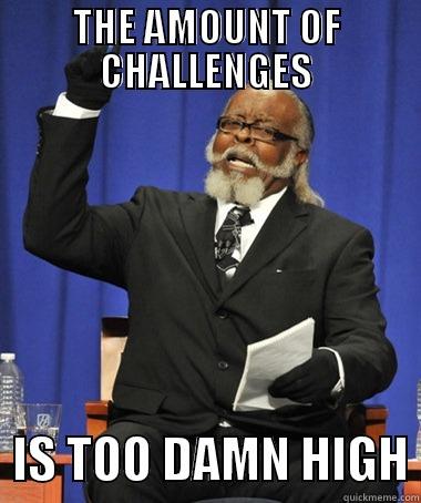 THE AMOUNT OF CHALLENGES   IS TOO DAMN HIGH The Rent Is Too Damn High