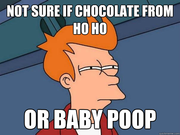 Not sure if chocolate from ho ho  Or baby poop  Futurama Fry