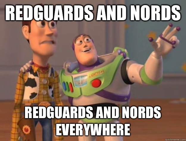 Redguards and Nords Redguards and Nords everywhere  Buzz Lightyear