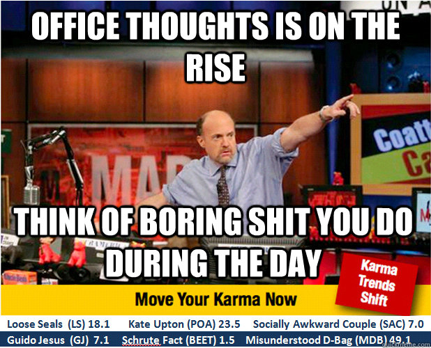 Office thoughts is on the rise Think of boring shit you do during the day  Jim Kramer with updated ticker