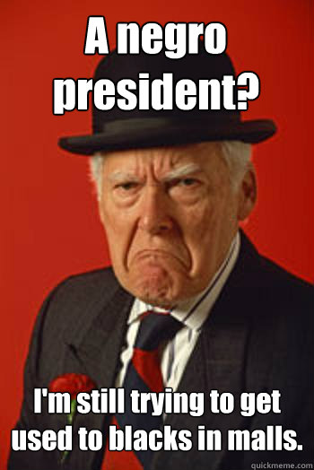 A negro president? I'm still trying to get used to blacks in malls.   Pissed old guy