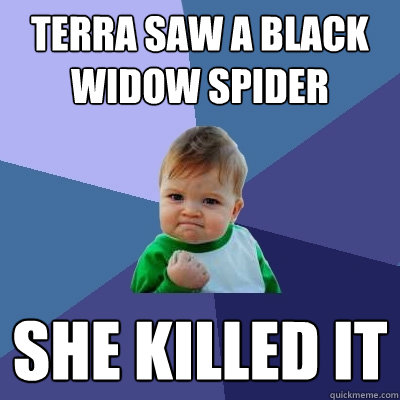 Terra saw a black widow spider she killed it  Success Kid